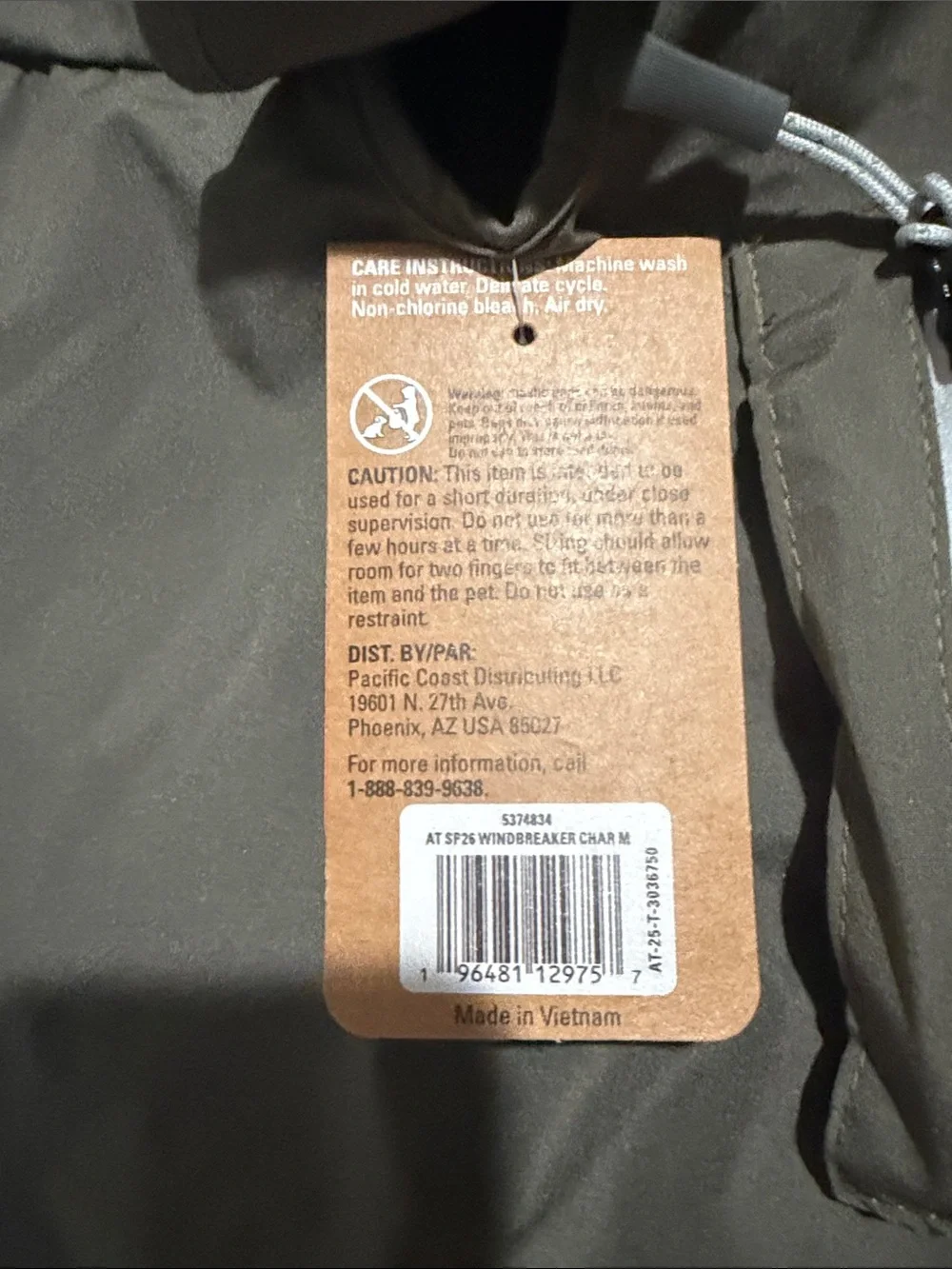Arcadia Olive Green Waterproof Windbreaker Pet Jacket